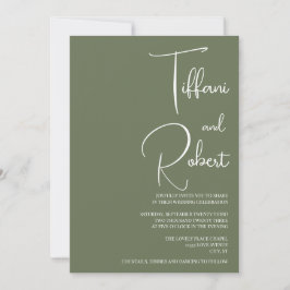 Elegante Minimalistisch Sage Green Wedding Einladung