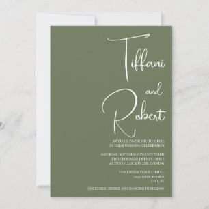 Elegante Minimalistisch Sage Green Wedding Einladung