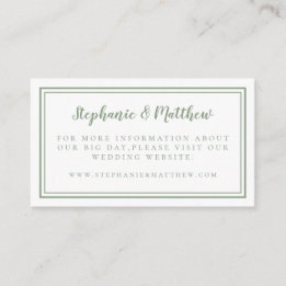 Elegante Minimalistisch Sage Green Wedding Website Begleitkarte