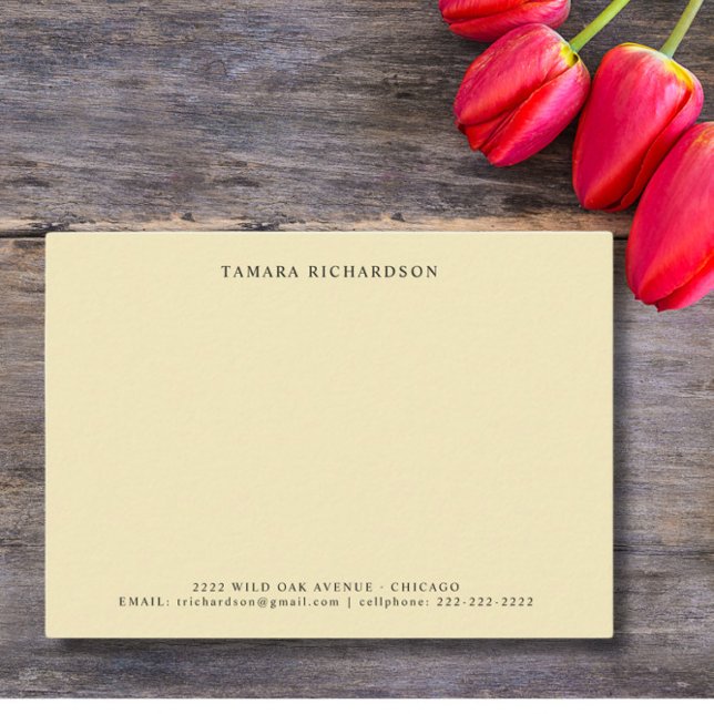 Elegante Minimalistisch Vanilla Personalisiert Mitteilungskarte (Von Creator hochgeladen)