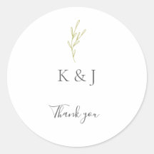 Elegante Minimalistisch Wedding Danke, Leaf Green