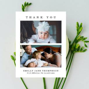 Elegante minimalistische 2-Fotos-Baby-Shower Postkarte