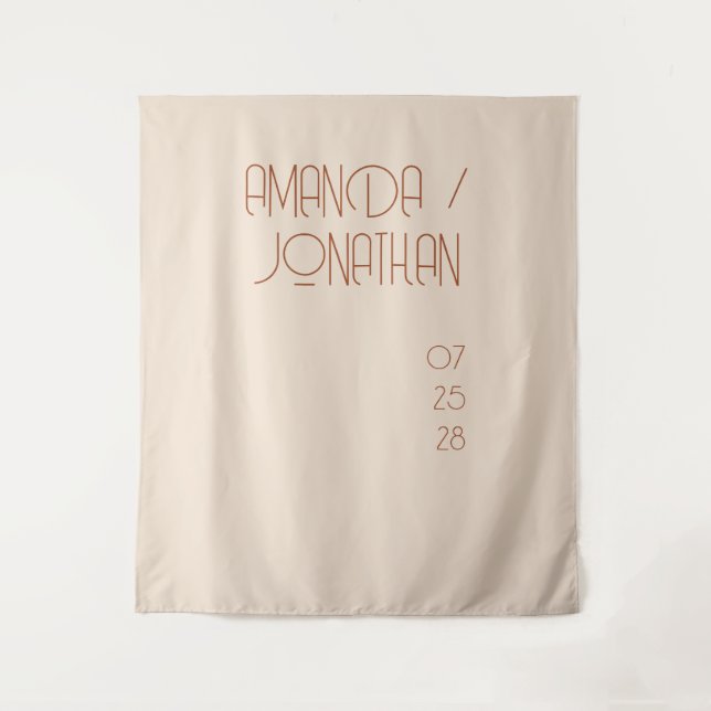 Elegante Minimalistische Almond-Farbhochzeit Wandteppich (Vorderseite)