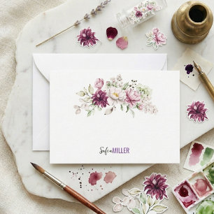 Elegante Minimalistische Aquarell-Blumen Hochzeit Mitteilungskarte
