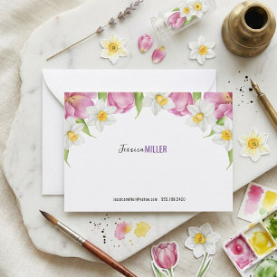 Elegante Minimalistische Aquarell-Blumen Hochzeit Mitteilungskarte