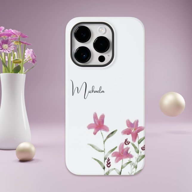 Elegante Minimalistische Aquarellfarben Rosa Wildb Case-Mate iPhone Hülle (Von Creator hochgeladen)