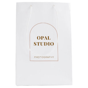 Elegante minimalistische Arch Cream Geschäftspapie Mittlere Geschenktüte