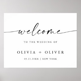 Elegante Minimalistische Begrüßungskalligrafie Poster