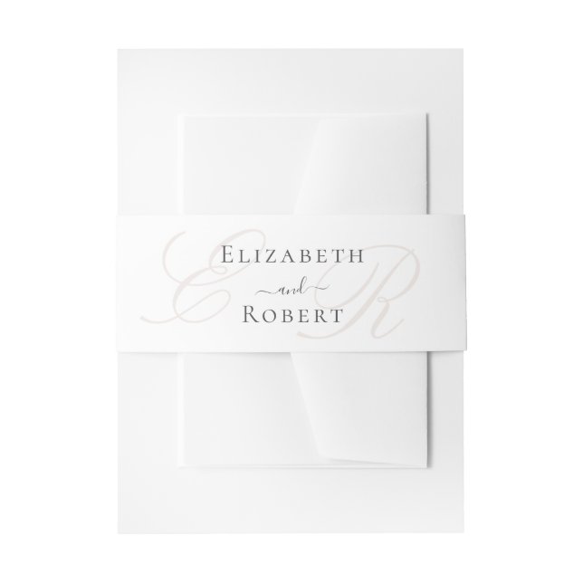 Elegante Minimalistische Beige Monogram Wedding Einladungsbanderole (Vorderseite Beispiel)