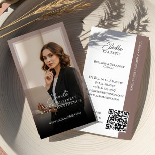 Elegante, Minimalistische Beratungs-Coach-Foto-QR- Visitenkarte