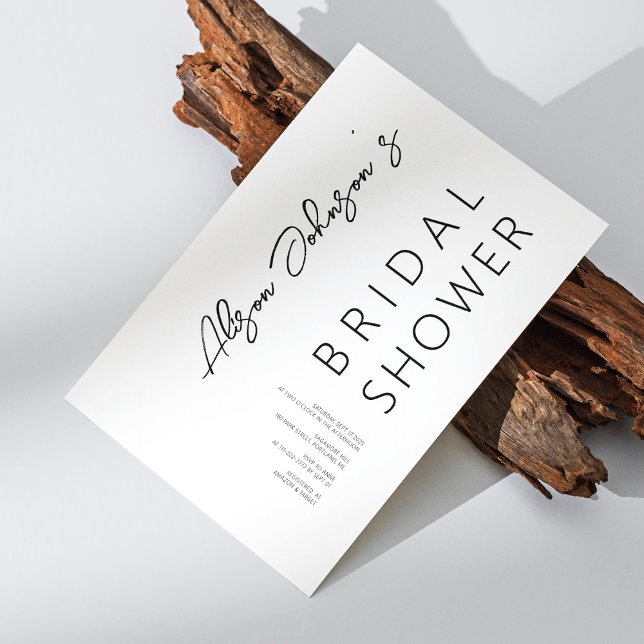 Elegante Minimalistische Black Bridal Dusche Einla Einladung (Personalized Elegant Minimalist Black Bridal Shower Invitation)