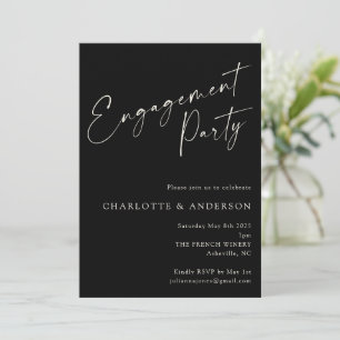 Elegante Minimalistische Black Modern Engagement P Einladung