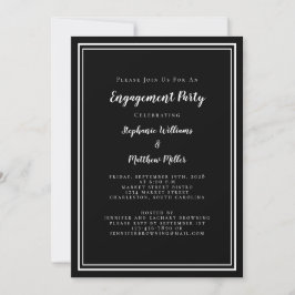 Elegante Minimalistische Black Script-Engagement-P Einladung