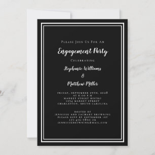 Elegante Minimalistische Black Script-Engagement-P Einladung