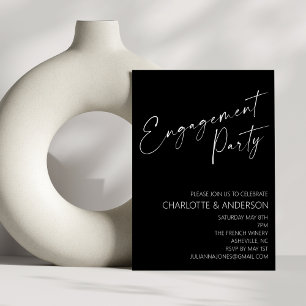 Elegante Minimalistische Black Script-Engagement-P Einladung