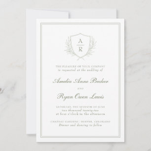 Elegante Minimalistische Blätter Hochzeit Einladung
