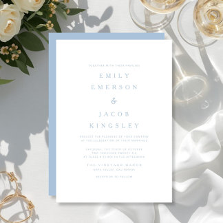 Elegante minimalistische blaue Hochzeit Einladung
