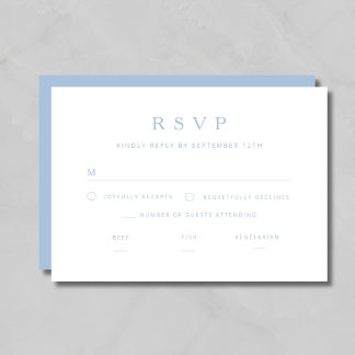 Elegante minimalistische blaue Hochzeit RSVP Karte