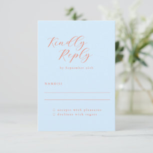 Elegante minimalistische blaue orange Kalligrafie RSVP Karte