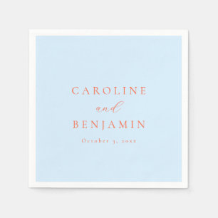 Elegante minimalistische blaue orange Kalligrafie Serviette