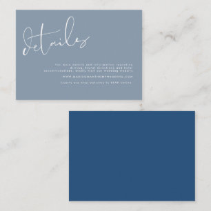 Elegante Minimalistische Blue Wedding Details Begleitkarte
