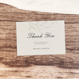 Elegante Minimalistische Blumenhochzeit Dankeskarte