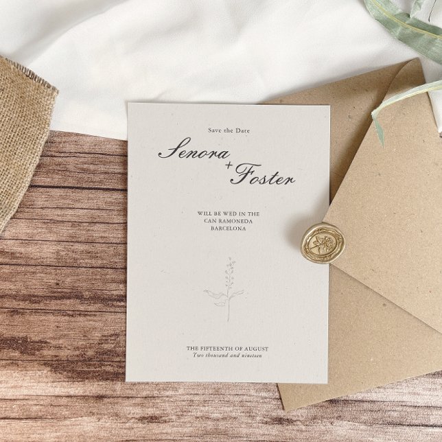 Elegante Minimalistische Blumenhochzeit Save The Date (Von Creator hochgeladen)
