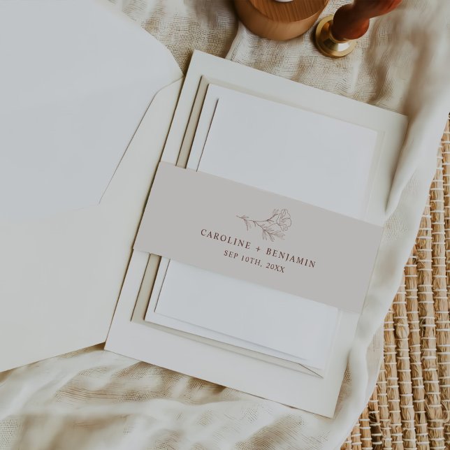 Elegante Minimalistische Blumenzettelhochzeit Einladungsbanderole (Von Creator hochgeladen)