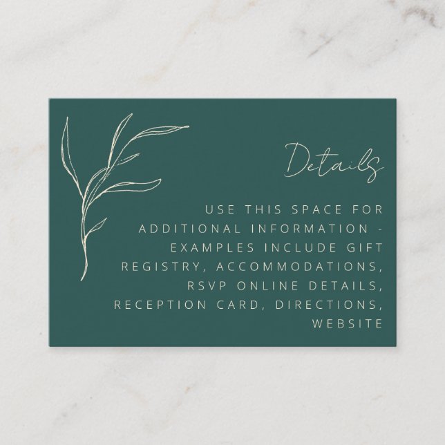 Elegante Minimalistische Blumenzwiebeldetails Begleitkarte (Vorderseite)