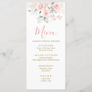Elegante Minimalistische Blush Pink Bläsernen Baby Menükarte