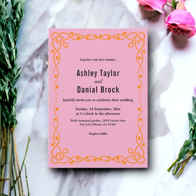 Elegante Minimalistische Blush Pink Chic Blumenhoc Einladung (Von Creator hochgeladen)