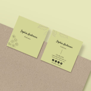 Elegante Minimalistische Blütenakzente Quadratische Visitenkarte