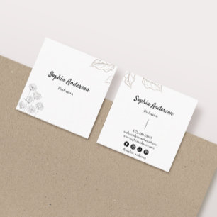 Elegante Minimalistische Blütenakzente Quadratische Visitenkarte