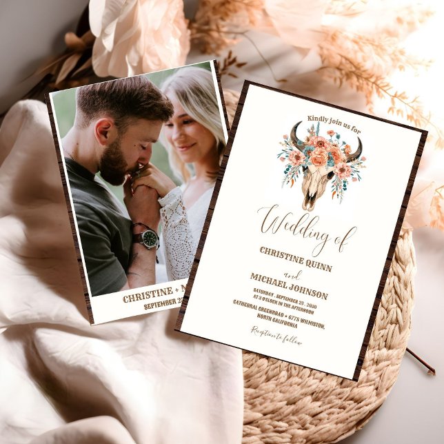 Elegante Minimalistische Boho Western Cowboy Weddi Einladung (Von Creator hochgeladen)