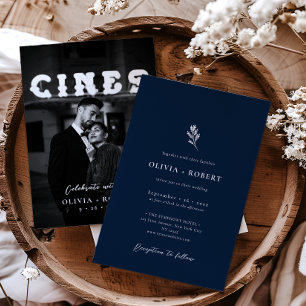 Elegante Minimalistische Botanische Foto Hochzeit Einladung