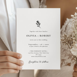 Elegante minimalistische botanische Hochzeit Einladung