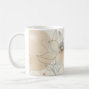 Elegante Minimalistische Botanische Linien Kunst,  Kaffeetasse