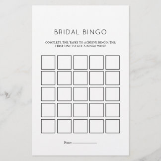 Elegante Minimalistische Bridal Bingo Game Cards