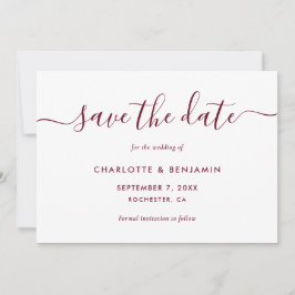 Elegante Minimalistische Burgundy Wedding Save The Date