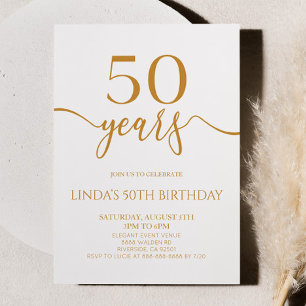 Elegante minimalistische Champagner 50. Geburtstag Einladung