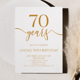 Elegante Minimalistische Champagner 70. Geburtstag Einladung