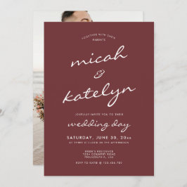 Elegante Minimalistische Cinnamon-Rose Hochzeit Einladung