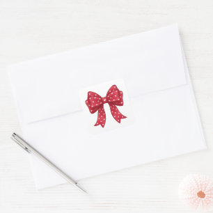 Elegante minimalistische Coquette-Rote Schleife mi Quadratischer Aufkleber