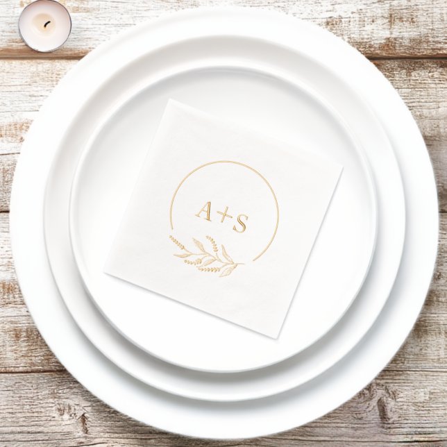 Elegante Minimalistische Couple Initials Wedding G Servietten Mit Folie (Insitu)