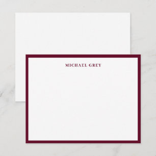 Elegante minimalistische dunkle Burgunderrot-Namen Mitteilungskarte