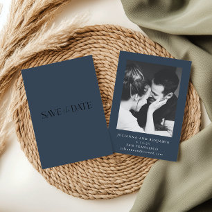 Elegante minimalistische dunkle Teal Blau Hochzeit Save The Date