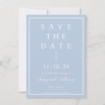 Elegante Minimalistische Dusty Blue Save the Date