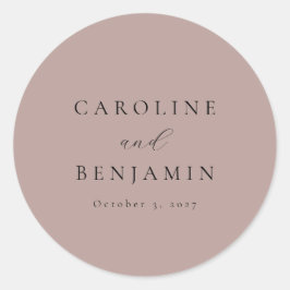 Elegante Minimalistische Dusty Mauve Calligraphy W Runder Aufkleber