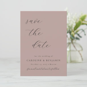 Elegante Minimalistische Dusty Mauve Calligraphy W Save The Date
