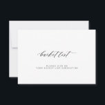 Elegante minimalistische Ehrenliste<br><div class="desc">Einfache Schwarz-Weiß-Kalligraphie-Skript Hochzeitszettel-Empfehlungskarte</div>